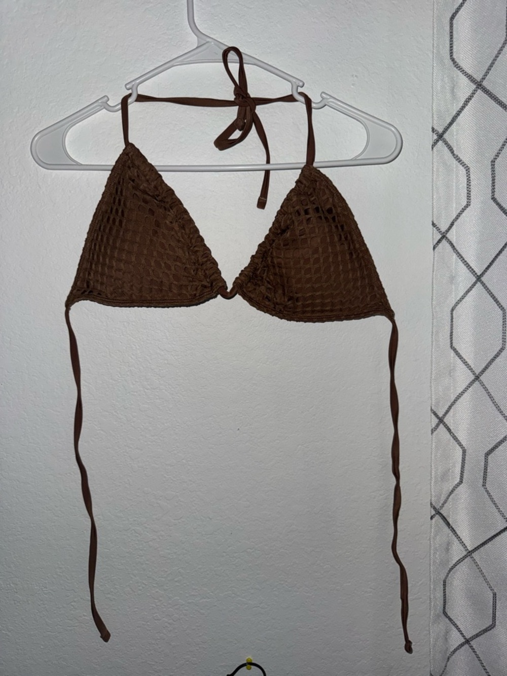 Women's Brown Textured Triangle Swim Top